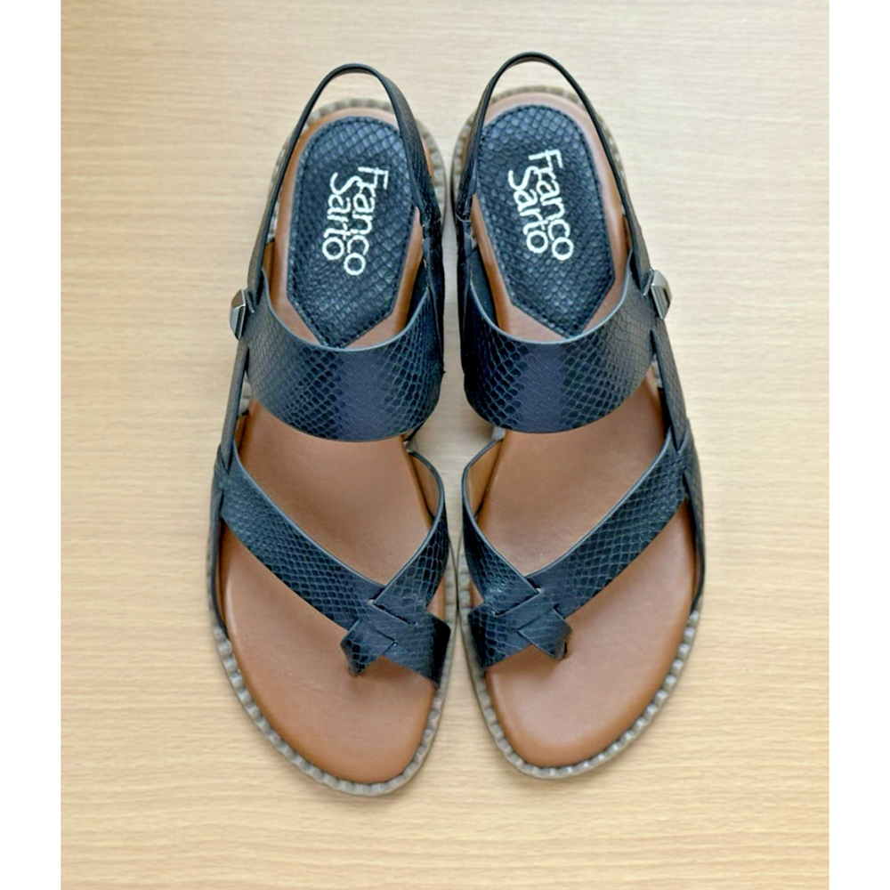 Franco Sarto Women's BLACK SNAKE Flat Slingback Sandal Flip Flops - 7 M - Picture 10 of 14